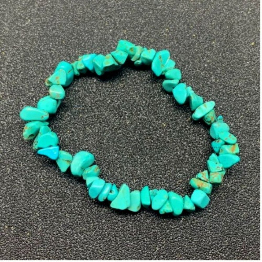 3xTurquoise Single Strand Natural Stone Bracelet